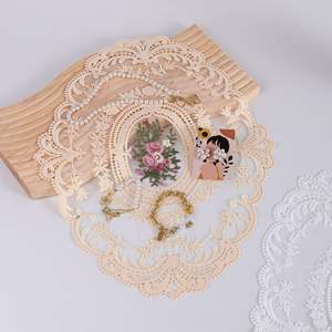 Manteles Individuales <span class=keywords><strong>Grandes</strong></span> <span class=keywords><strong>de</strong></span> Encaje Retro Beige con Bordado Estilo Palacio Coreano, Naperones <span class=keywords><strong>de</strong></span> <span class=keywords><strong>Ganchillo</strong></span> Francés Hechos a Mano, Manteles Bordados para Mesa - Product Image 6