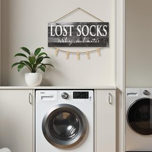 KINGO Vintage Lost Socks Seeking Soul Mates Rustic Canvas Print Art Wall Decor for Washroom/<strong>Bathroom</strong> 6" X 15" - Product Image 5