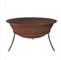 Brasero en acier corten autoportant foyer foyer amovible brûleur à feu en métal pot bol à eau extérieur rond cheminée bol à feu
