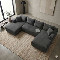 Envío Gratis: Sofá Seccional Modular en Forma de U de 132 Pulgadas sin Estructura, con Doble Chaise Longue, para Sala de Estar de Apartamento, Muebles Modernos
