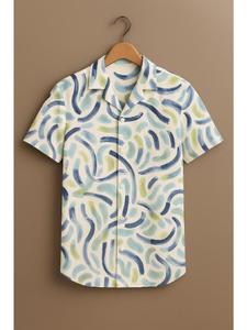 เสื้อเชิ้ตผู้ชายคุณภาพพรีเมียม ผ้าไลคร่าพิมพ์ลาย แขนสั้น สวมใส่สบาย ทันสมัย ผ้าเนื้อยืด เหมาะสำหรับชุดลำลองในชีวิตประจำวันและวันหยุดสุดสัปดาห์ - Product Image 2