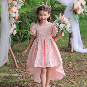 Vestido de Princesa con Volantes en Jacquard Rosa para Niñas, Estilo A-Line, Disfraz de Dama de Honor con Flores de Satén, Talla Mediana/Grande - Product Image 2