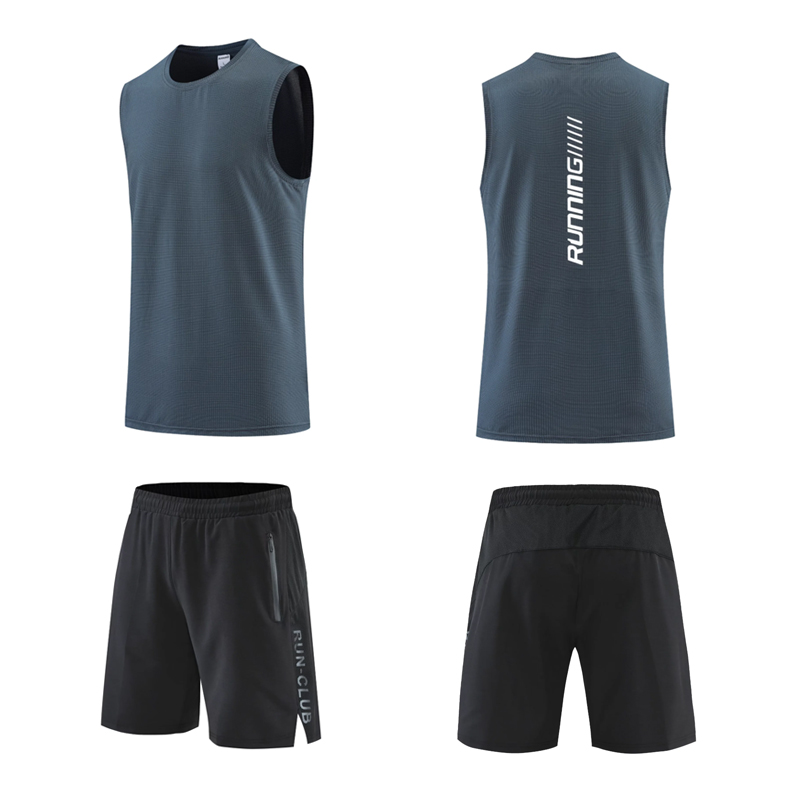 Grey tanks + black shorts