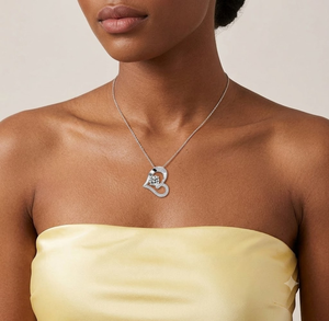 Adornos Románticos para el Cuello con Forma de Corazón en Dos Tonos, Collares de Clavícula de Plata de Ley con Acabado en Oro Rosa Incrustados con Brillantes - Product Image 3