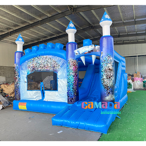 Castillo Inflable Azul y Blanco Tipo Princesa, con Tobogán, <span class=keywords><strong>Precio</strong></span> <span class=keywords><strong>de</strong></span> Fábrica, <span class=keywords><strong>Mini</strong></span> Castillo Inflable para Saltar - Product Image 2