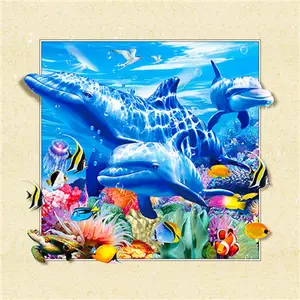 Sıcak satış 40x40cm 3D merceksi baskı hayvan serisi resimler 30x40cm 3D merceksi resim balık