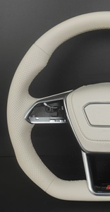 Volante Deportivo de Cuero Perforado Beige con Fibra de Carbono para Audi A3 <span class=keywords><strong>A4</strong></span> A5 A6 A7 Q3 Q5 Q7 R8 S/RS Sport Upgrade - Product Image 5