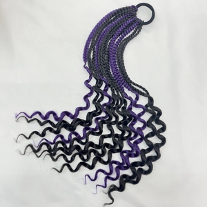 Nuevo Estilo de Cola de Caballo Trenzada para Niños de 14 Pulgadas, Trenzas en Caja con Puntas Rizadas, Cola de Caballo Personalizada para Niños con Bola de Peluche y Pinzas de Mariposa - Product Image 6