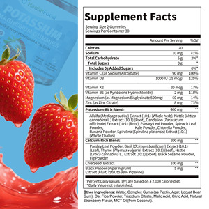 Gummies de potassium et de magnésium OEM ODM, à base d'un mélange riche en potassium et en calcium, pour soutenir les os et les muscles, complément électrolytique. - Product Image 2