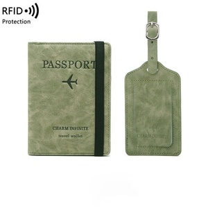 Wholesale Vegan Leather Travel Passport Cover with Luggage Tag Personalized Passport Booklet Passport Holder Wallet - Product Image 3