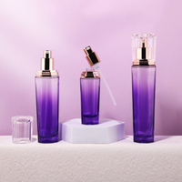 Emballage cosmétique bouchon acrylique octogonal pot de crème violet bouteille en verre 30/50g 20/50ml huile sérum huiles essentielles soins de la peau