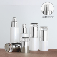 Envase de Vidrio de Lujo Blanco Perla de 30g 50g para Crema, Botella de Vidrio con Bomba para Loción de 20ml 30ml 60ml 100ml 120ml, Botella de Spray Cosmética
