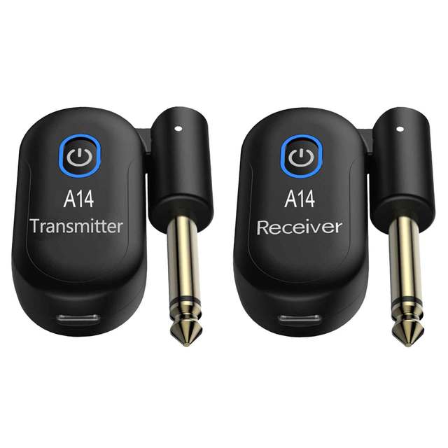 HUASHENG HSTR14 A14 Audio Wireless Swivel Plug System 2.4GHz Rechargeable Transmitter Receiver 24-bit 48KHz Audio 100ft Range