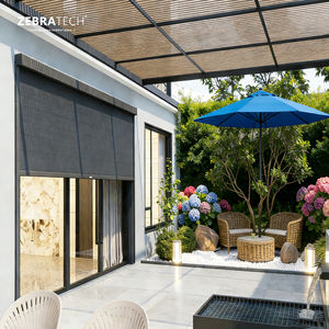 Persianas Enrollables Manuales de Tela <span class=keywords><strong>Horizontal</strong></span> para Exteriores, con Riel de Cremallera, para Pérgola, <span class=keywords><strong>Toldo</strong></span>, Resistentes al Viento, Impermeables, Protección Solar, para Bodas - Product Image 4