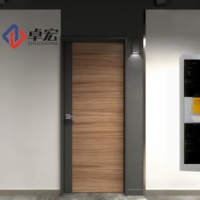 Porte intérieure en bois massif à cadre en acier ZHUO HONG, non ignifugée, insonorisée, sécurisée, placage de luxe, pour hôtel et appartement