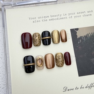 <span class=keywords><strong>Faux</strong></span> <span class=keywords><strong>ongles</strong></span> courts carrés 2025 Nouvelle collection <span class=keywords><strong>Automne</strong></span> Hiver <span class=keywords><strong>Couleur</strong></span> intense Motif feuille Couverture complète Luxe Faits à la main à presser - Product Image 4