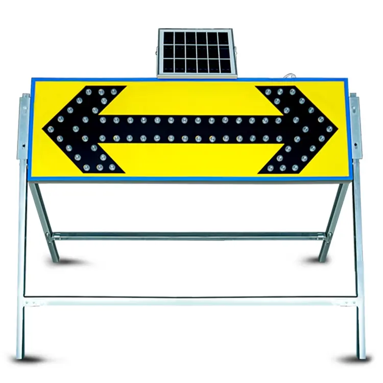 Construção solar segurança no trânsito trabalho seta em dois sentidos piscando indicador placa de luz direção da seta sinal guia rodoviário