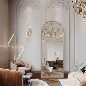 Norhs Modernes Wohnzimmer Gold Schwarz Edelstahl Gerahmte Halbkreis förmige Kosmetik spiegel Wand dekoration Gewölbter Boden Salon Wand spiegel - Product Image 5