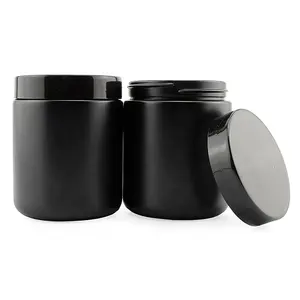 4盎司8盎司哑光黑色玻璃蜡烛罐玻璃容器，带黑色盖子，用于化妆品浴盐蜡烛制作