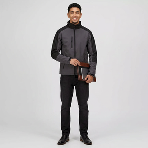 Veste Softshell pour homme avec logo personnalisé en gros, col montant, coupe-vent imperméable, veste décontractée en toile pour l'extérieur - Product Image 1