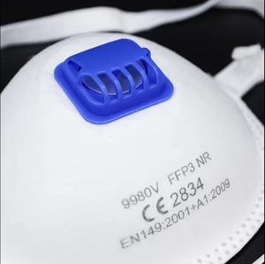 Masque facial jetable FFP3 avec valve et attaches auriculaires, protection anti-poussière 4 couches - Product Image 3