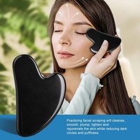 Outil de massage facial en pierre Gua Sha noire, outil de soin du visage en jade personnalisé, outil Gua Sha pour le visage