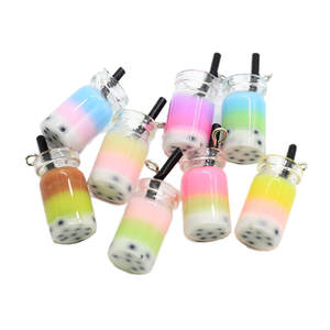 100 piezas de dijes de resina de color degradado para té de burbujas Boba, para joyería DIY, pendientes, collares y decoración del hogar - Product Image 1