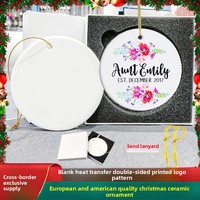 Étoile personnalisée de haute qualité de 3 pouces cœur céramique sublimation écologique et étanche ornements de noël plats