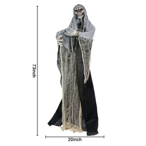 Ruang hantu Halloween, ruang hantu pesta horor, prop kacamata aksi langsung kerangka bercahaya dengan jubah - Product Image 3