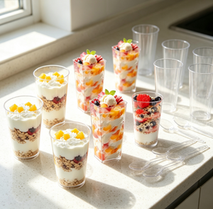 Disposable Clear Plastic <strong>Dessert</strong> <strong>Cups</strong> 2oz 3oz Square Parfait <strong>Cups</strong> Mini <strong>Transparent</strong> <strong>Cup</strong> for Party Wedding <strong>Dessert</strong> - Product Image 2