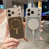 Coque magnétique en diamant en gros pour iPhone 18 Pro Max 17 16 15, étui de téléphone portable antichoc brillant avec strass