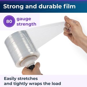 <b>Stretch</b> <b>Wrap</b> <b>Stretch</b> Film, Industrial Strength Clear Plastic <b>Wrap</b> with Handles for Pallet Wrapping Shipping Moving - Product Image 4