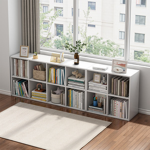 Wan Yusen Bookshelf Grid <b>Cabinet</b> Floor Standing Low Storage Shelf Minimalist Multi Layer Bookcase For Home Office Organization - Product Image 1