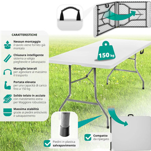 Rectangular Plastic Folding <b>Table</b> 180X71X74 Cm Resin Structure Catering Use - Product Image 5