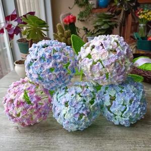 Crochet de <span class=keywords><strong>lana</strong></span> teñida satinada tejida a mano, ramo de flores de <span class=keywords><strong>hortensia</strong></span> de gran tamaño, decoración para uso doméstico o regalo - Product Image 4
