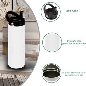 Sublimation Tumbler Bulk 20oz Skinny Straight Sublimation Sport Water Bottles Double Wall Stainless Steel Cups Individually <b>Box</b> - Product Image 3
