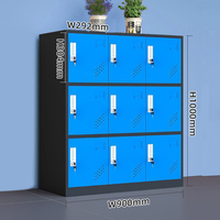 Casier métallique à 9 portes Serrure électronique Structure démontable Stockage de bureau peu encombrant pour les vêtements de travail du personnel