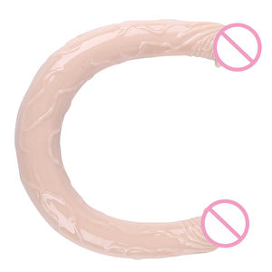 Masturbador Lésbico de Doble Cabeza Simulada <span class=keywords><strong>Extra</strong></span> Largo, Juguetes Sexuales de TPE Suave y Silicona para Mujeres, Consolador Doble Gay - Product Image 3