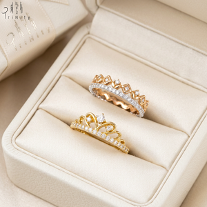 Anillo de Diamantes Naturales Reales de Oro Amarillo Sólido de 18K, Diseño de Corona Victoriana Vintage, Anillo de Eternidad, Venta al Por Mayor - Product Image 6