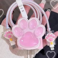 Protecteur de câble Patte de Chat Mignonne en Silicone Transparent pour Charge Rapide 18W 20W pour iPhone 17 16 15 14 – Boîte Incluse