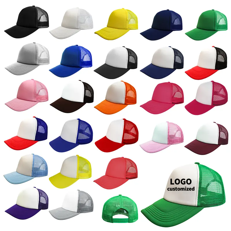 HN0001 venta al por mayor de logotipo de impresión puff personalizado 5 paneles de moda veracap malla de espuma SnapBack papá gorra de béisbol gorra de camionero