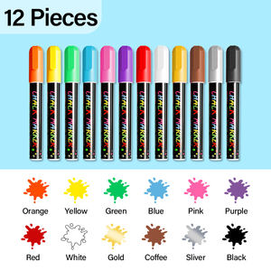 지울 수 있는 유리 펜 12 색 세트 습식 지울 수 있는 무독성 3mm 6mm 칠판 마커 펜 수성 잉크 액체 분필 펜 - Product Image 2