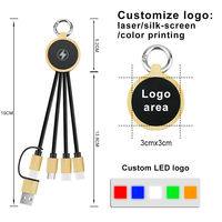 Logo LED 4-en-1 Chargeur court Type-C Câble USB 15cm TPE Veste prête à expédier pour téléphones mobiles Câbles de données électroniques