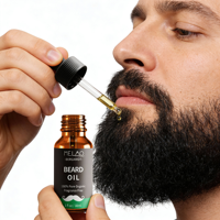 Sérum Huile de Croissance Barbe Personnalisable avec Logo, Formule Nourrissante à l'Huile de Pépins de Raisin pour une Absorption Rapide, Soutien Fiable pour la Croissance des Poils Faciaux, Stock Fiable