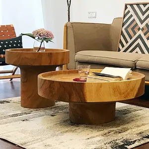 Hot Selling Irregular shape Modern Living Room Furniture Wood Side Coffee Wooden Table with legs
