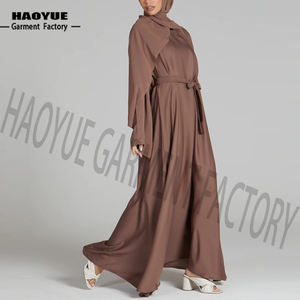 Produttore personalizzato di alta qualità Dubai elegante musulmano Casual marrone Maxi abito per le donne - Product Image 2