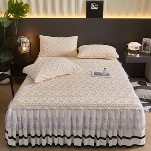 Taffeta Thick Lace <b>Bed</b> Sheet Skirt Set Single <b>Bed</b> Skirt <b>Cover</b> Polyester Filling Plain Style Solid for Home - Product Image 1