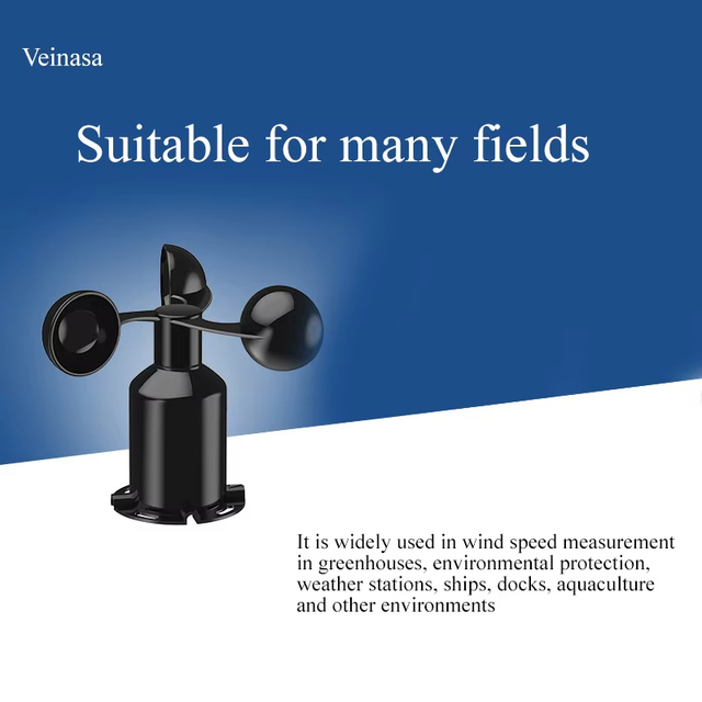 Veinasa-WSS01 3 Cup Digital 0-30m/s Marine Anemometer RS485 ABS Wind Speed Meter Sensor for Automatic Weather Station