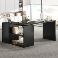 Bureau d'angle pivotant avec rangement pour bureau à domicile, bureau moderne en forme de L avec étagères, bureau d'ordinateur avec 3 tiroirs pour bureau