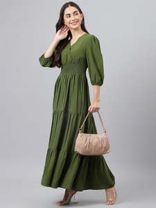 Women's Solid A-Line Maxi <b>Dress</b> for Woman Festive Fancy Casual Trending Stylish Long One Piece <b>Dresses</b> Women Western <b>Dress</b> - Product Image 1